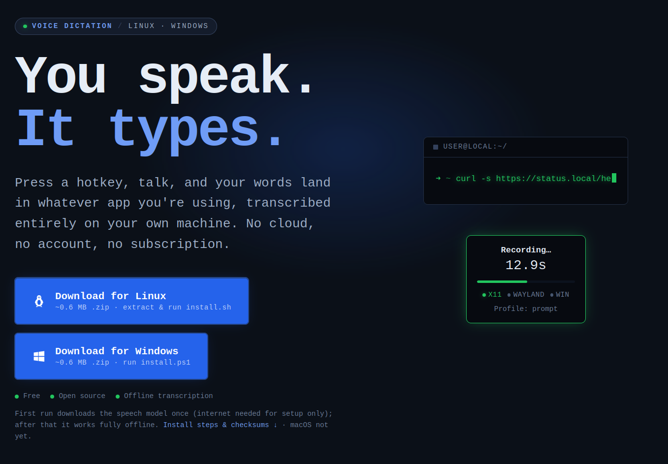 The Interject landing and download page.